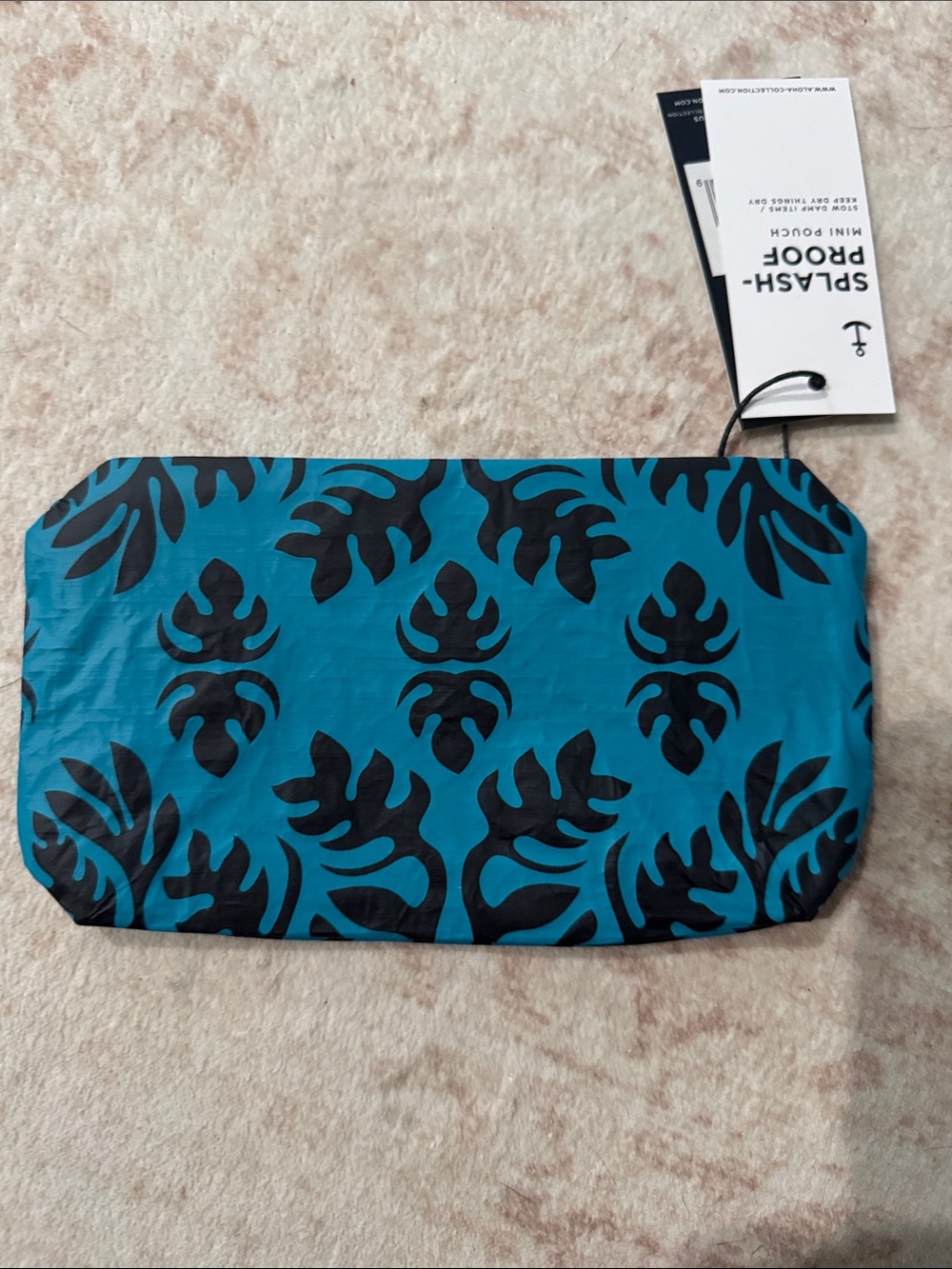 ALOHA Collection Teal & Black Leaf Print Pouch - Picture 2 of 4